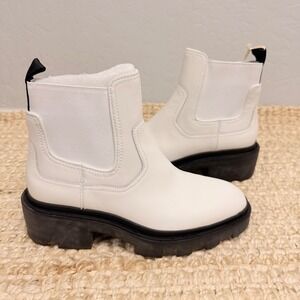 NEW Ash Mastro S White Leather‎ Chelsea Lug Sole Ankle Boots Size 39 EU 8.5/9 US